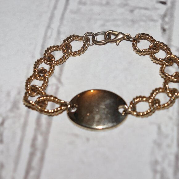 Gold chain link ID bracelet 7.25" - Picture 4 of 4